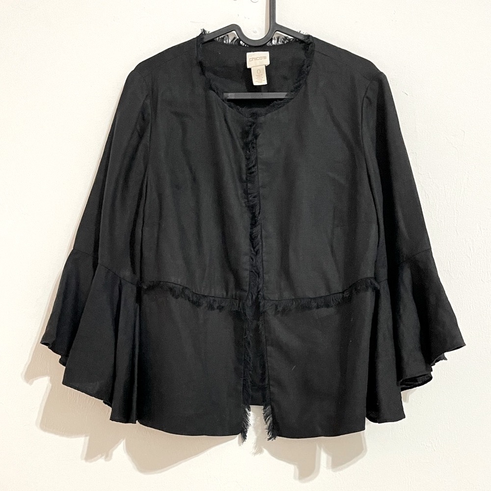 Pre-loved! CHICO’S 100% Linen Black Cardigan!